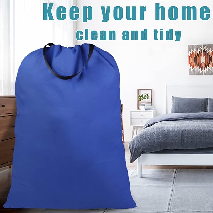 LOLOMLO Extra Large Canvas Laundry Bags with Handles & Drawstring Closure, Heavy Duty Tears Resistant Clothes Storage Travel Bags, Machine Washable Multi Use Laundry Bag liner for Laundry Hamper -