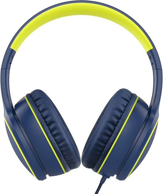 RORSOU R10 Over-Ear Headphones with Microphone, Lightweight Folding Stereo Bass Headset with 1.5M No-Tangle Cord, Portable Wired Headphones for Smartphone Tablet Computer MP3 / 4 (Blue)