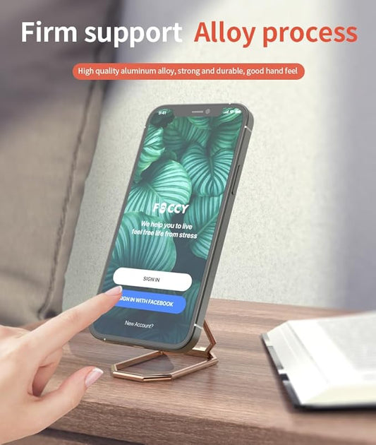 Phone Ring Holder Finger Kickstand Foldable Cell Phone Stand 360°Rotation Metal Ring Grip Holder for Magnetic Car Mount Compatible with iPhone iPad Most Smartphone Silver