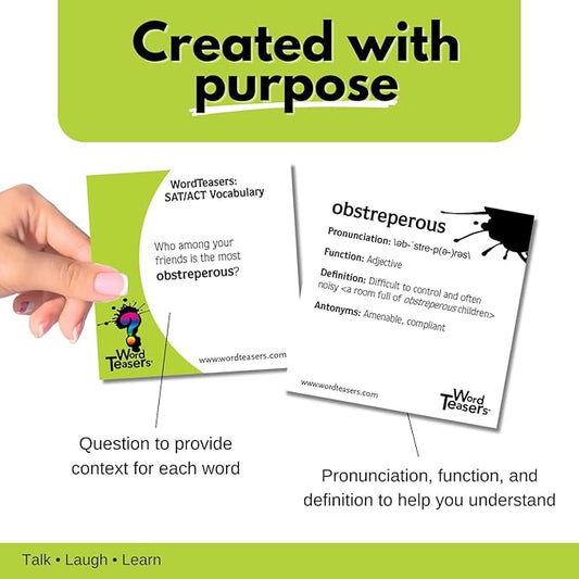 ? WORD TEASERS SAT Vocabulary - Vocabulary Builder for Kids, Teens & Adults - Fun Family Conversation Starter & Vocabulary Game - SAT Word Game - 150 SAT Vocabulary Flash Cards