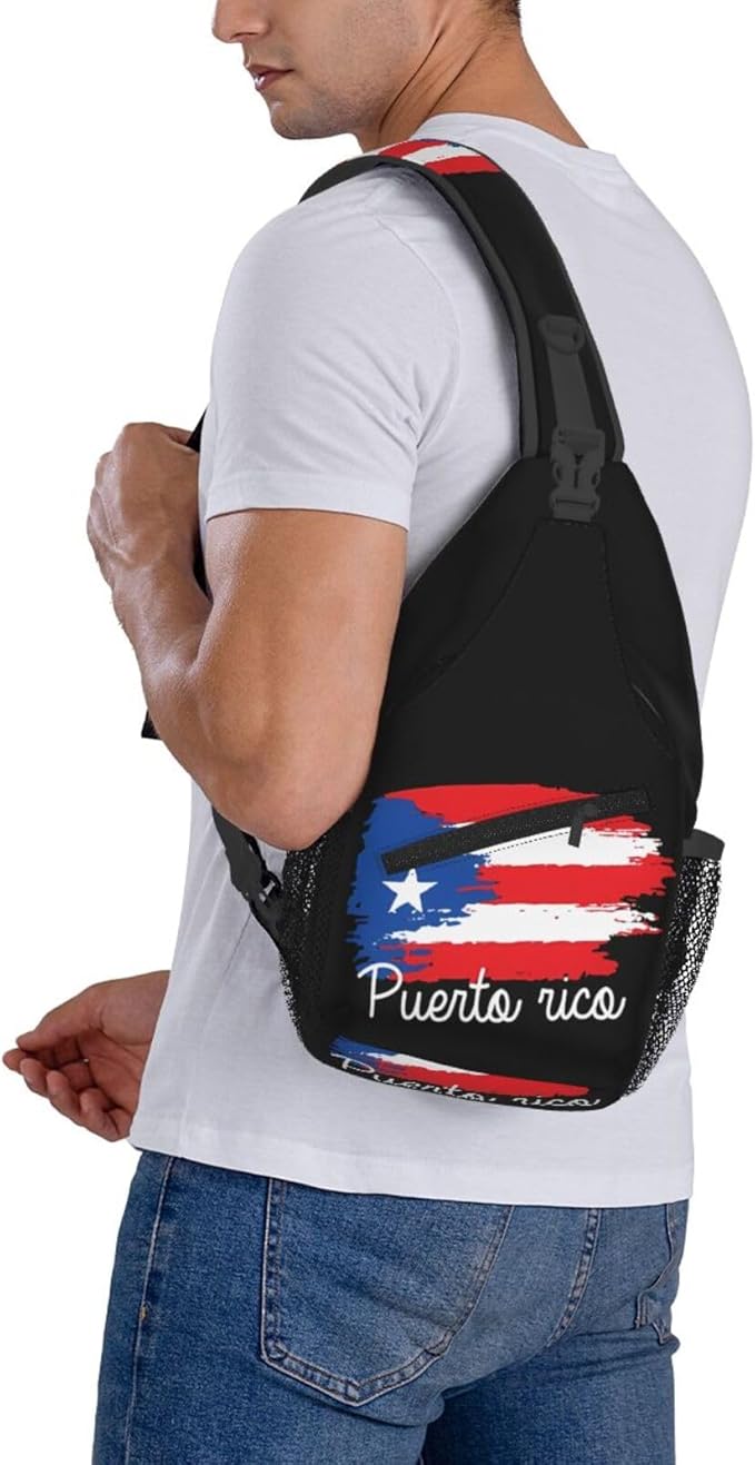 QFXUYNG Puerto Rico Flag Adult Sling Bag Unisex Chest Bags Crossbody Backpack Casual Daypacks Shoulder Bag for Women Men Cycling Hiking Travel