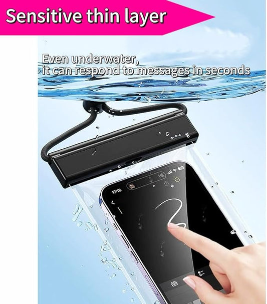 1PCS Waterproof Phone Case - Universal Fit for iPhone 14/13/12 & Android Phones - Submersible Up to 100ft for Kayaking, Fishing, Rain,etc.(Black/White/Pink) (Black)