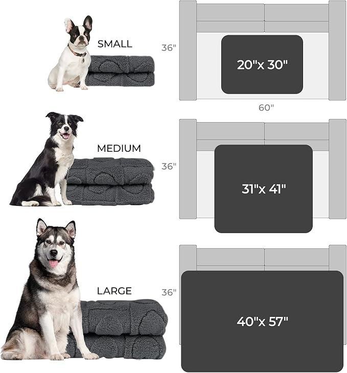 Luciphia Small Dog Blanket Washable Pet Bed Cover Soft Fluffy Puppy Blanket with Premium Fleece 300GSM Cozy Calming Cat Blankets for Indoor Cats Grey 30x20 inch
