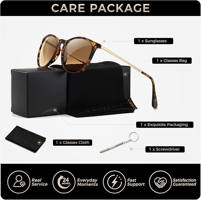 SUNGAIT Premium Vintage Round Sunglasses for Women Men Classic Retro Trendy Style