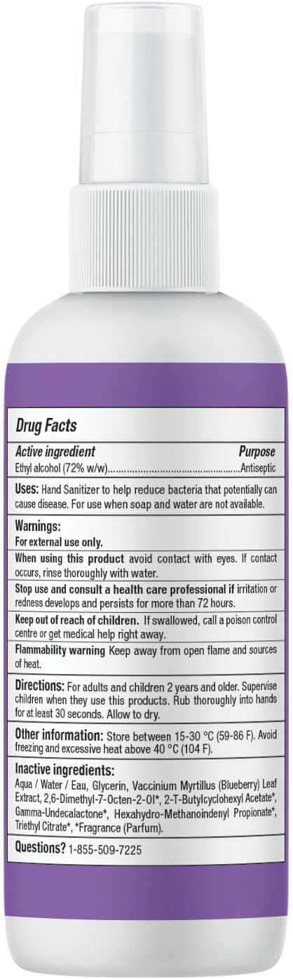 ATTITUDE Hand Sanitizer Spray for Kids & Adults, EWG Verified, Travel Size, Dermatologically Tested, Plant and Mineral Based, Vegan, Vanilla & Pear, 3.5 Fl Oz (Pack of 6) (Spray Bottle)