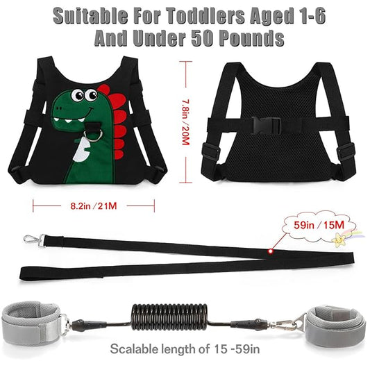 Toddler Leash-Baby Walking Safty Harness and Child Anti Lost Wrist Link for Girls/Boys Travel (Black 2)