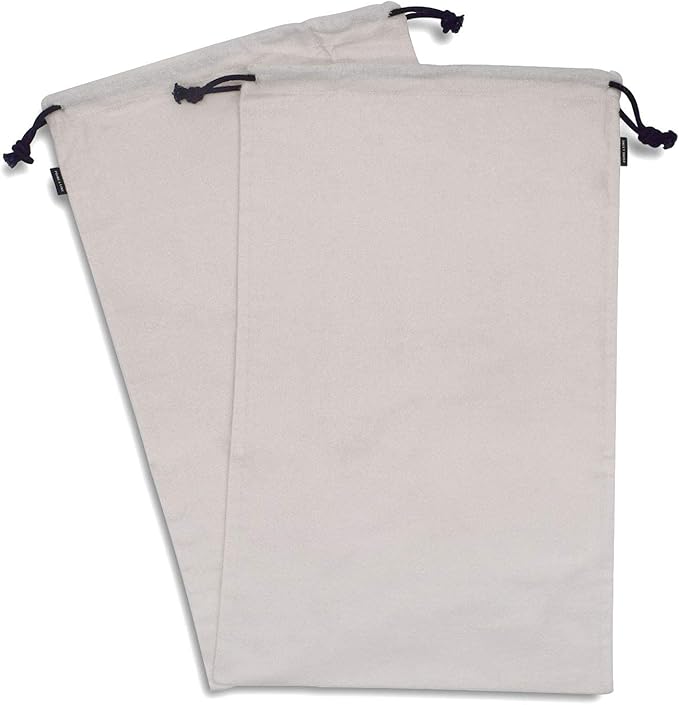 ZENPAC Cowboy Boot Bag, Beige Duster Flannel Pouch with Drawstring Closure, Washable Breathable Cotton Fabric for Shoes, Luggage, 12.5x20.5 2 Pack