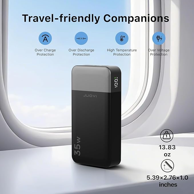 Power Bank Portable Charger 20000mAh 35W Fast Charging,PD 3.0 QC 4.0 Fast Charging Phone Charger with LED Display, Travel Battery Pack 2 USB C 2 USB A Ports for iPhone 16/15/14 Series, Galaxy,