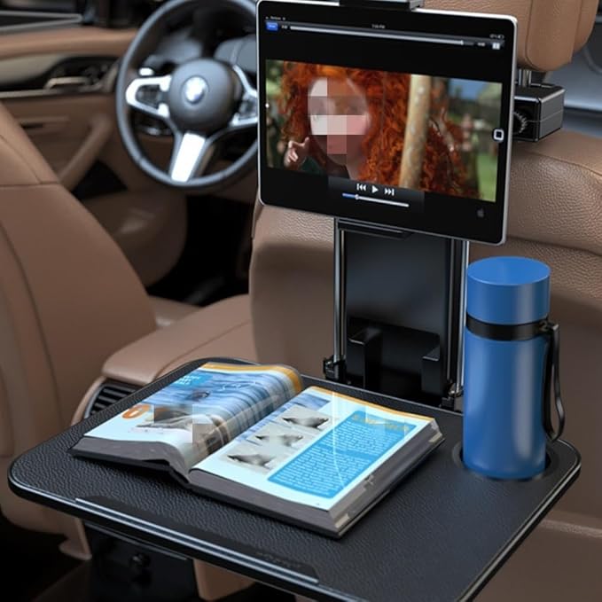 Vpswekans Car Table Multifunctional Folding Desk, Seat Back Laptop Desk and Food Tray for Car Travel, Car Seat Back Portable Tray with Tablet Holder or Mobile Phone Holder(B)