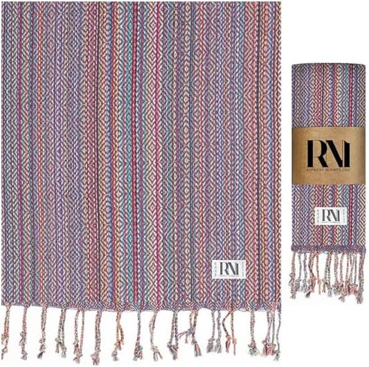 Refinery No. 1 Turkish Beach Towel, Nomad Weave, Oversized Quick Dry Lightweight, Sand Free, Pool and Swim Towel (Purple)