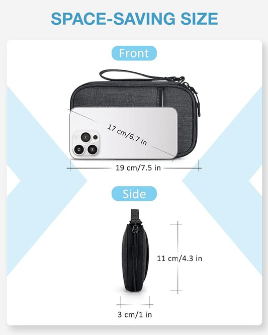 BAGSMART Cord Organizer Travel Cable Organizer Bag Tech Electronic Organizer Travel Case, Travel Essentials for Charger, Cable, Phone, Flash drive, Single Layer - Black