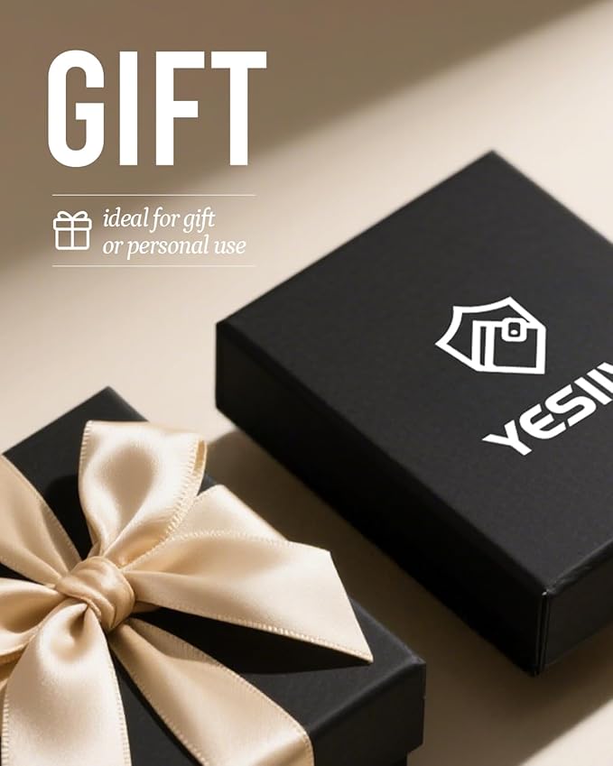 YESIIW Slim Wallet for Men - Premium Genuine Leather Wallet for Men - Pop up Card Holder Mens Walletfor 7-9 Card Capacity | ID Window | Cash Slot | Coin Pocket | RFID Blocking - Slim, Thin (Black)