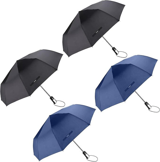 TradMall 4 Pack Travel Umbrella Windproof Portable 46 Inches Large Canopy Ergonomic Handle Auto Open & Close