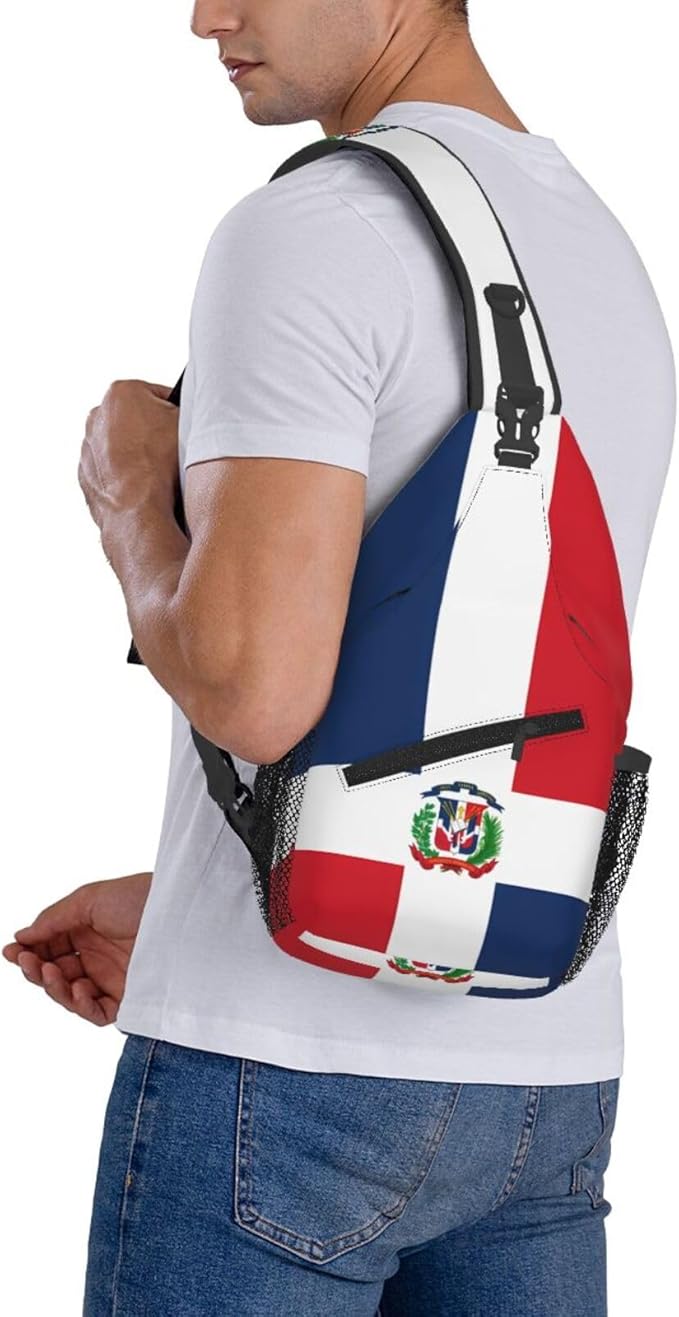 QFXUYNG Dominican Republic Flag Adult Sling Bag Unisex Chest Bags Crossbody Backpack Casual Daypacks Shoulder Bag for Women Men Cycling Hiking Travel