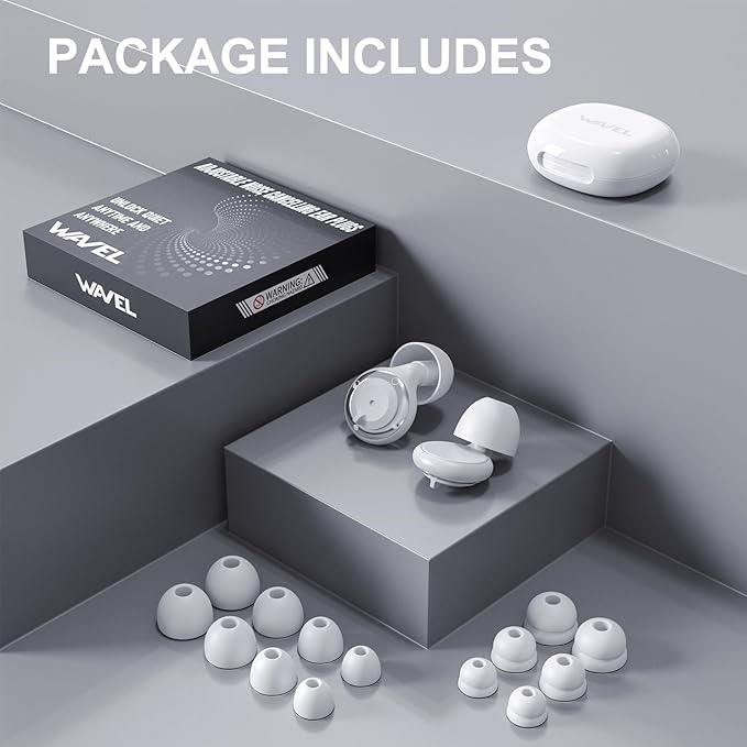 Adjustable Noise Cancelling Earplugs - 3 Modes Noise Reduction Ear Plugs (17-35dB) for Sleeping, Snoring, Travel & Concerts | 7 Pairs Silicone Tips (XS/S/M/L) | Magnetic Carry Case | White