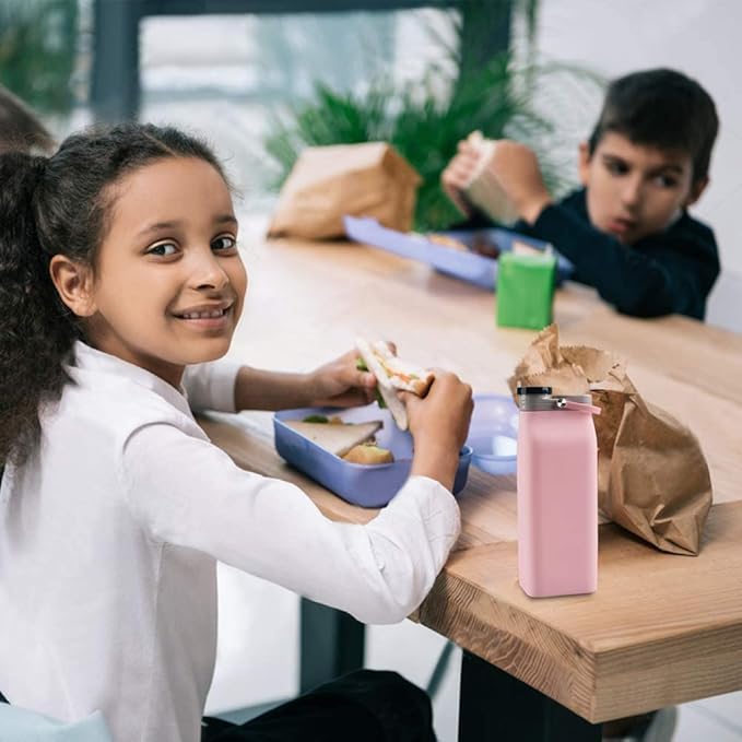 E-Senior Collapsible Water Bottle BPA Free - 20 oz Foldable Water Bottle for Travel Sports Bottles with Triple Leak Proof Lightweight (Pink)