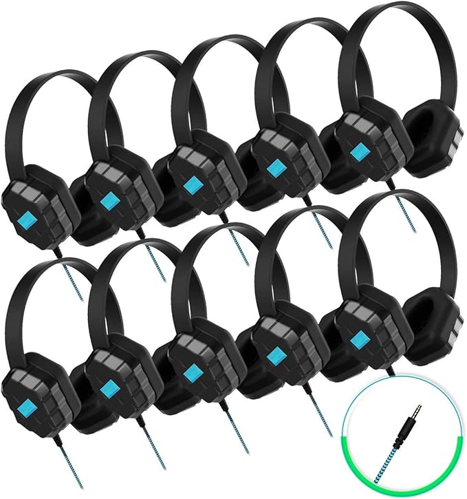 Gumdrop DropTech B1 On-Ear Headphones for Kids (10 Pack/Bulk) w/ 3.5 mm Chew Proof Cord for K-12, Students & Classroom School Supplies (Drop Tested, Comfortable, Lightweight, Rugged, Easy Cleaning)