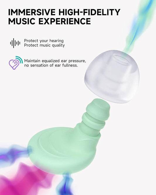 5 Pairs Ear Plugs for Sleeping Noise Reduction,Beinkap Reusable Earplugs Hearing Protection for Focus, Noise Sensitivity,Study,Work,Snoring,Motorcycle,Concert,Airplanes,24dB-33dB(Green)