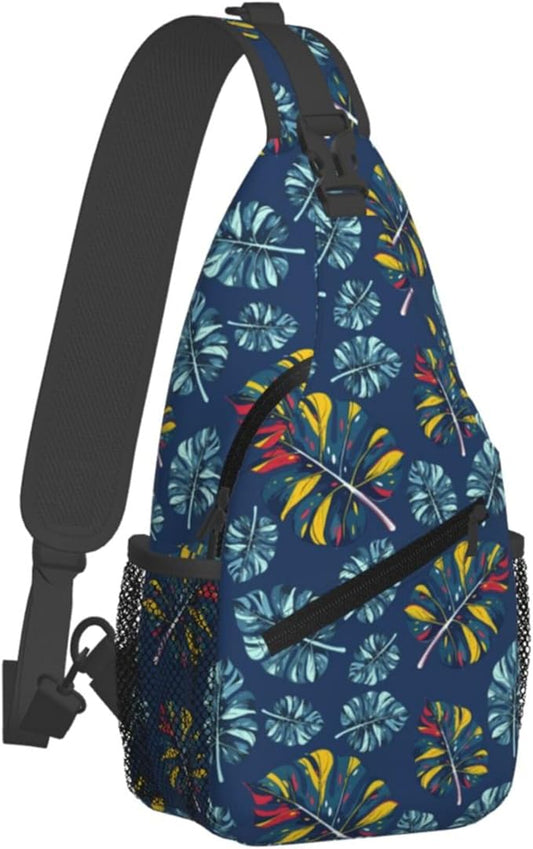 Hawaii Tropical Palm Sling Backpack Crossbody Bag Casual Chest Bags Travel Hiking Daypack Shoulder Bag for Women Men