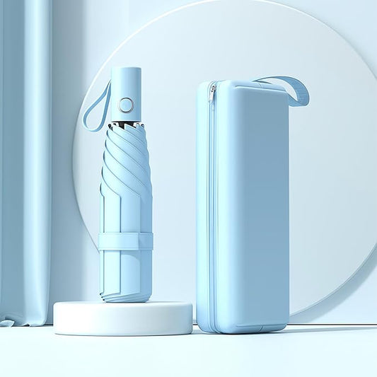 Automatic Mini Travel Windproof Folding Umbrella - UV Protection, Instant Open/Close for Rain/Sun, Small Compact Lightweight Design Fits in Tote Bag/Travel Case/Backpack for Commute, Women & Men