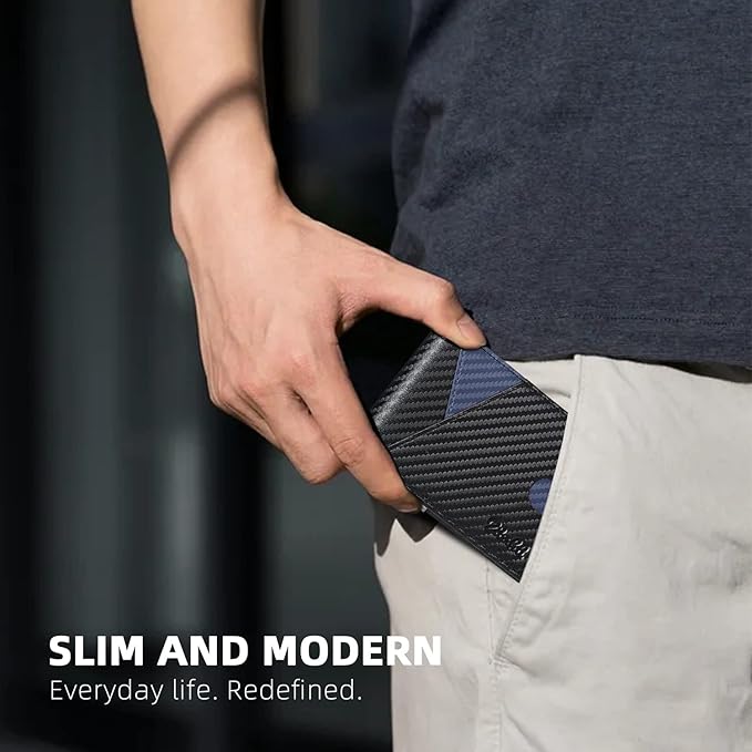 Zitahli Wallet for Men - with Money Clip Slim Leather Slots Credit Card Holder RFID Blocking Bifold Minimalist Wallets with Gift Box