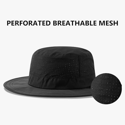 UPF 50+ Bucket Sun Hat with Laser Perforated Mesh Cooling Adjustable Breathable Lightweight for Outdoor Men Women