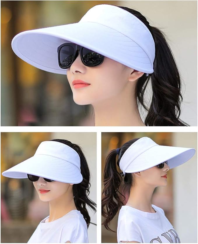 Sun Visor Hats Women Large Brim Summer UV Protection Beach Cap