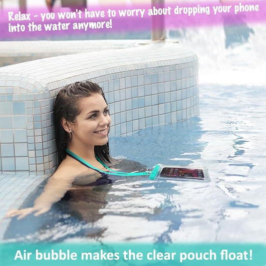 Waterproof Phone Pouch/Case Floating, Water Proof Phone Pouch for iPhone & Samsung Galaxy, IPX8 Phone Water Protector Pouch for Travel, Vacation, Beach, Pool, Cruise Essentials- 4 Pack