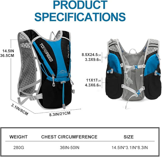 Hydration Pack Backpack,IX INOXTO Running Hydration Vest with 1.5L ( 50 oz) Water Bladder for Men Women,Lightweight Water Backpack for Hiking Cycling Climbing Camping
