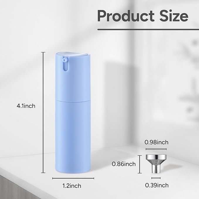 1 oz Airless Pump Bottles, Travel Lotion Container, Skincare Containers for Moisturizer (Plastic, Matte Blue, 3Pcs)