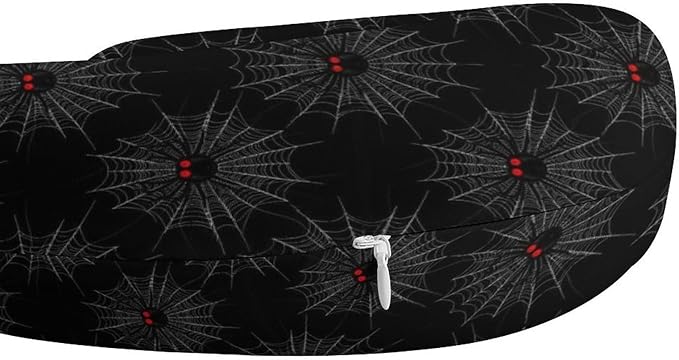 Unisex Travel Neck Pillow Memory Foam U Shaped Cushion Halloween Spiders Web Black, Washable Cover for Men Women Airplane Car Home Rest