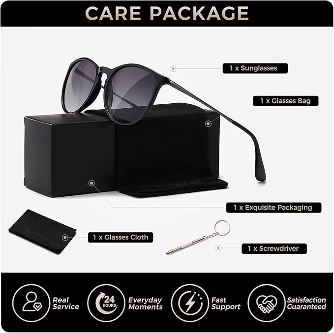 SUNGAIT Premium Vintage Round Sunglasses for Women Men Classic Retro Trendy Style