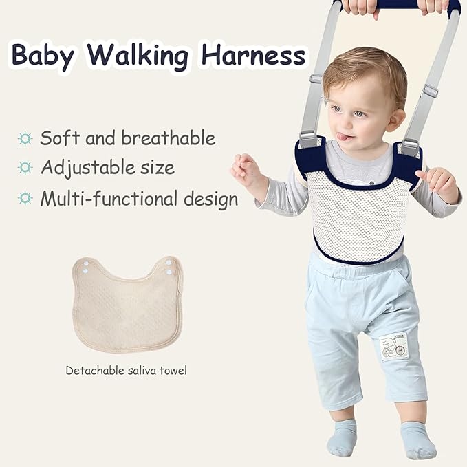 Baby Walker Breathable Baby Walking Harness Handheld Kids Walker Helper Toddler Infant Walker Harness Assistant Belt Pulling and Lifting Dual Use Walking Assistant Strap (DarkBlue 1)