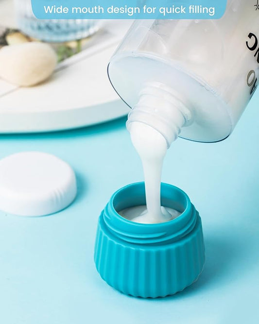 Travel Containers for Toiletries 4 Pack, TSA Approved Travel Size Toiletries, Travel Size Containers, With Clear Bag Leak Proof Silicone Jars, Travel Essentials Creams Jars Carrying Small Items