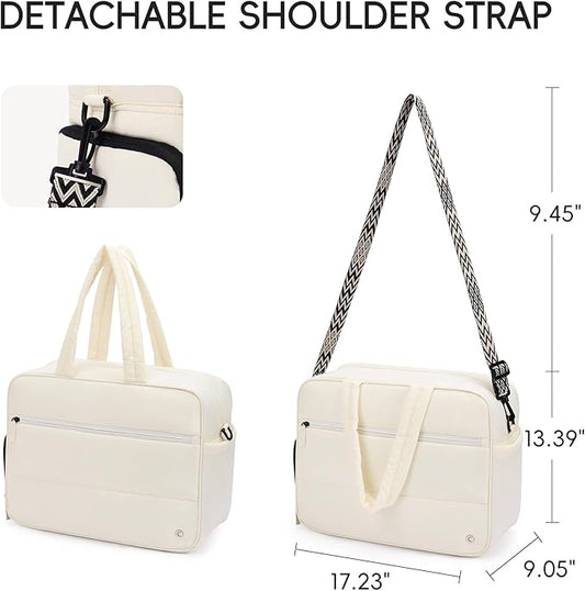 CLUCI Weekender Travel Bag for Women Puffer Tote Bag Carry On Duffle Overnight Bags with Shoe Compartment