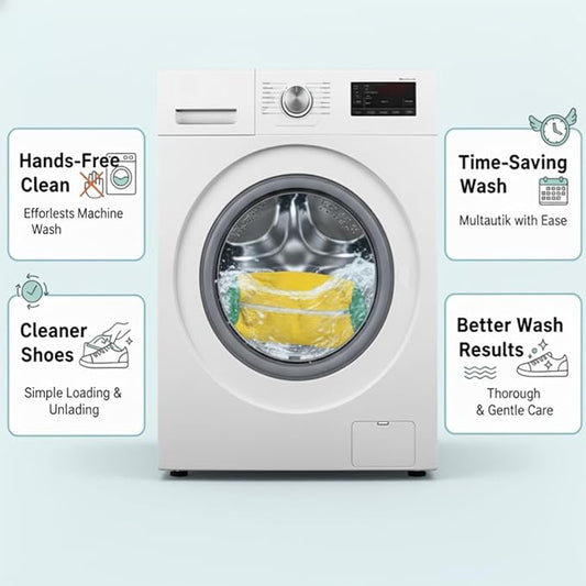 Shoe washing Machine Bag 2 Pack for Washer and Dryer reusable 360° deep cleaning Laundry Bag sneaker with zipper, oversized fit all shoe types, durable microfiber Protection
