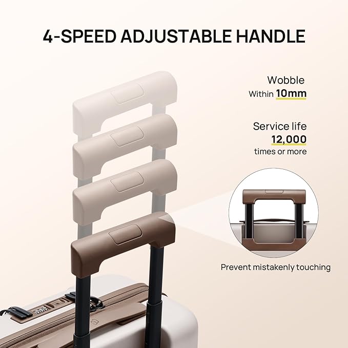 NINETYGO Carry On Luggage 22x14x9 Airline Approved, 20 Inch Suitcase with Front Compartment & Cup Holder, Coffee-Infused PC Hard Shell, Eco-Friendly, TSA Lock, 360° Spinner Wheels (Oats White)