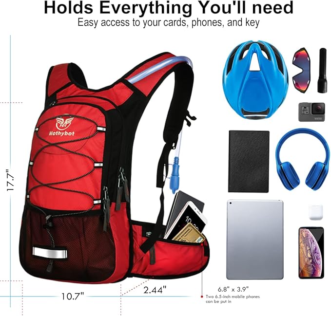 Hydration Pack, Insulated Hydration Backpack with 2L BPA Free Water Bladder and Storage, Hiking Backpack for Men, Women, Kids for Running, Cycling, Camping - Keep Liquid Cool up to 5 Hours