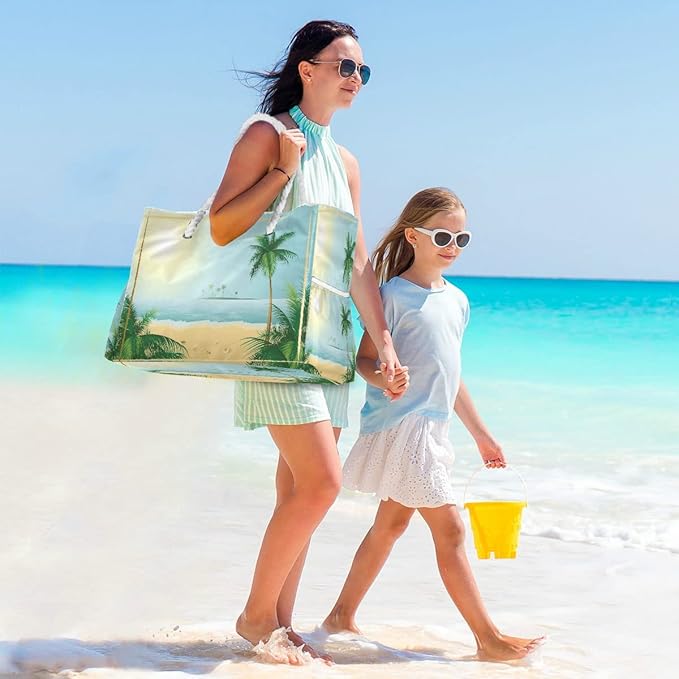 senya Large Beach Shoulder Bags Canvas Tote Water Resistant for Gym Travel Daily