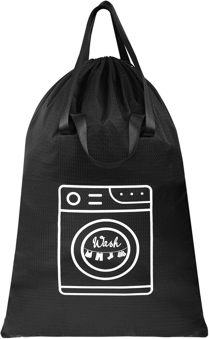 MissBoy Heavy Duty Laundry Bag, Machine Washable Nylon, Splash-Resistant Dirty Clothes Storage Bag with Drawstring & Handles丨Lightweight, Foldable & Space-Saving for College Dorm,Vacations&Trips, 80L