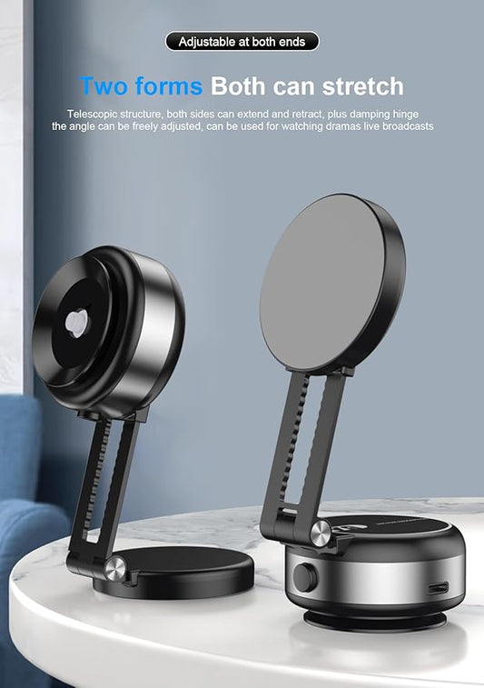 Fostex 2025 Upgraded Vacuum Magnetic Phone Stand,Double Sided Extension 360°Portable Phone Mount,Foldable Portable Vacuum Phone Holder Magnet, Magnetic Cell Phone Holder for iPhone 16/15/14/13/12