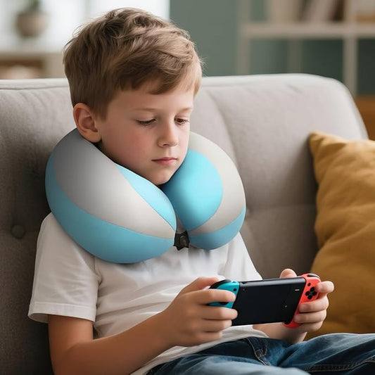 MOOB Kids Travel Pillow for Car Seat Kids U-Shape Travel Neck Pillow Support Children Stroller Pillow Blue