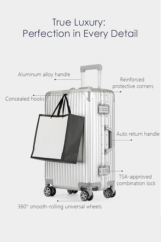 HotWay 20 Inch All Aluminum Carry On Luggage with Wheels, Hard Shell Zipperless Suitcase with TSA Locks, Gold Travel Luggage (22x14x9 Airline Approved)