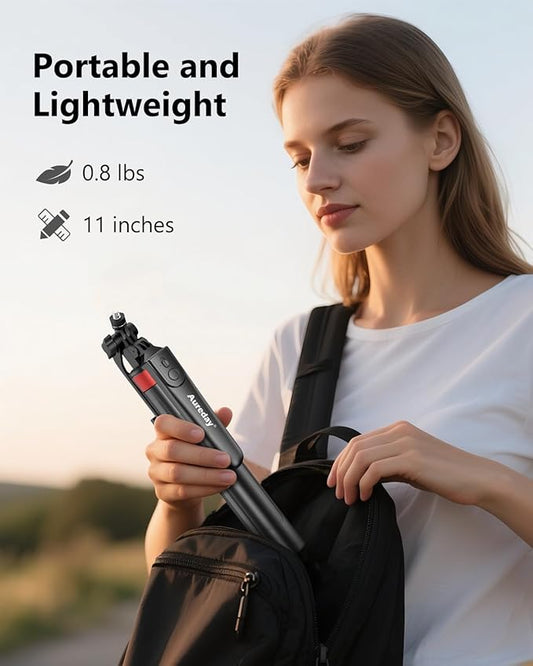 Aureday 72" Phone Tripod and Selfie Stick, Cell Phone Tripod Stand with Wireless Remote & Extendable Phone Mount for Travel/Selfie/Recording/Vlogging, Compatible with iPhone/Android/Camera