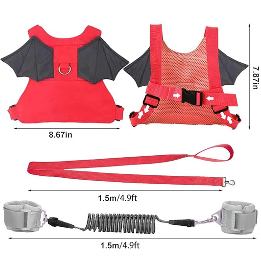 Toddler Harness + Anti Lost Wrist Link - Baby Leash Wristband with lock, Child Safety Harness for Girls/Boys, Kid Leash Traction Rope Walking Assistant, Cute Holiday Travel Christmas Gift, Red