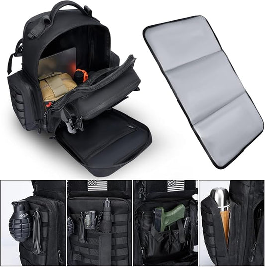 Military Tactical Backpack for Men and Women Molle Army Assault Pack with Patch(Black)