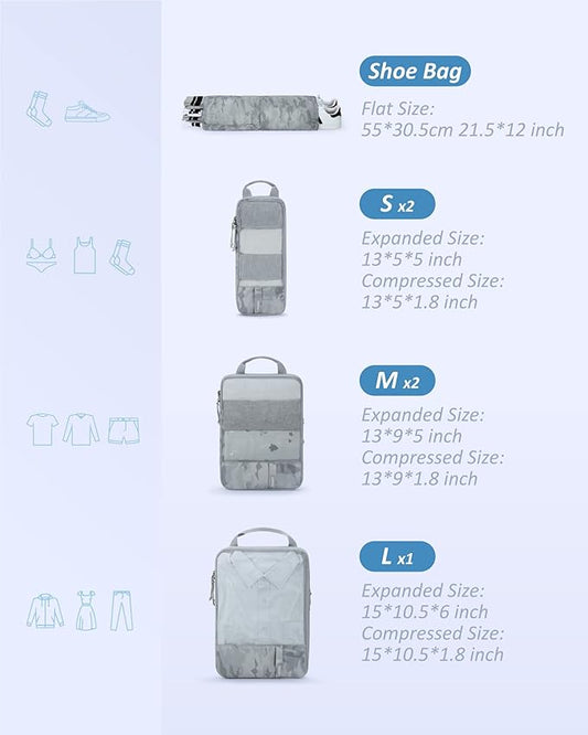 BAGSMART 6 Set /4 Set/2 Set Compression Packing Cubes for Travel, Lightweight Luggage Organizer Bags, Durable Space Saver Bags Travel Essentials