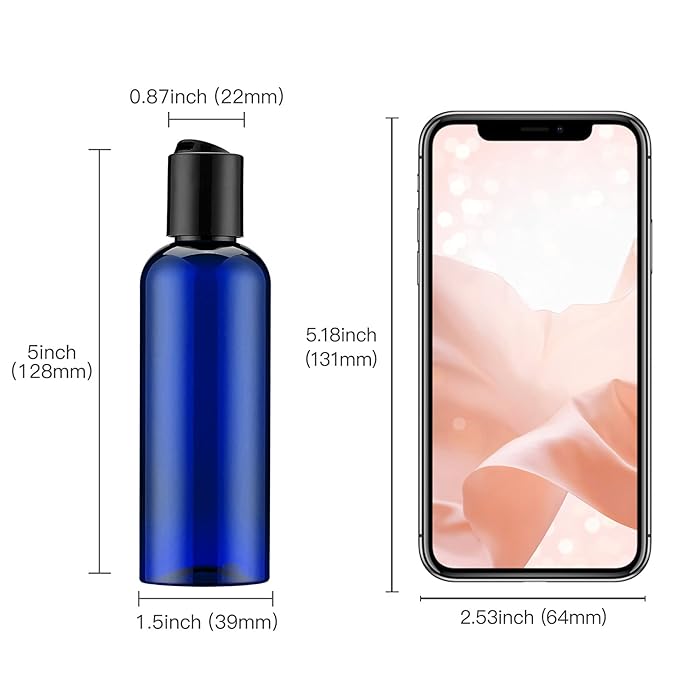 Travel Bottles for Toiletries 3.4 oz - Travel Size Containers for Shampoo Plastic - Small Empty Lotion Squeeze Bottle for Liquid TSA Approved - Leak Proof Mini Conditioner Refillable Blue 100ml