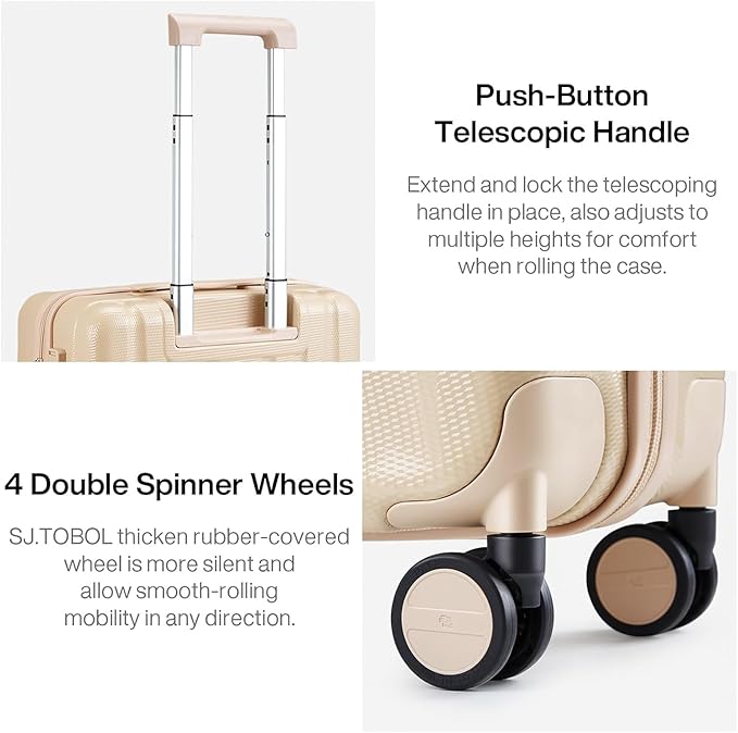 Hanke 14 Inch Underseat Carry On Luggage with Wheels Hard Shell Suitcases Carry On Bag Lightweight Small Mini Suitcase Travel Luggage for Travel Christmas Gifts for Birthday(Cuba Sand)