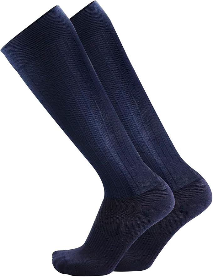 Medical Grade Compression Socks for Men & Women 15-20 mmHg by OrthoSleeve (Navy, X-Large)